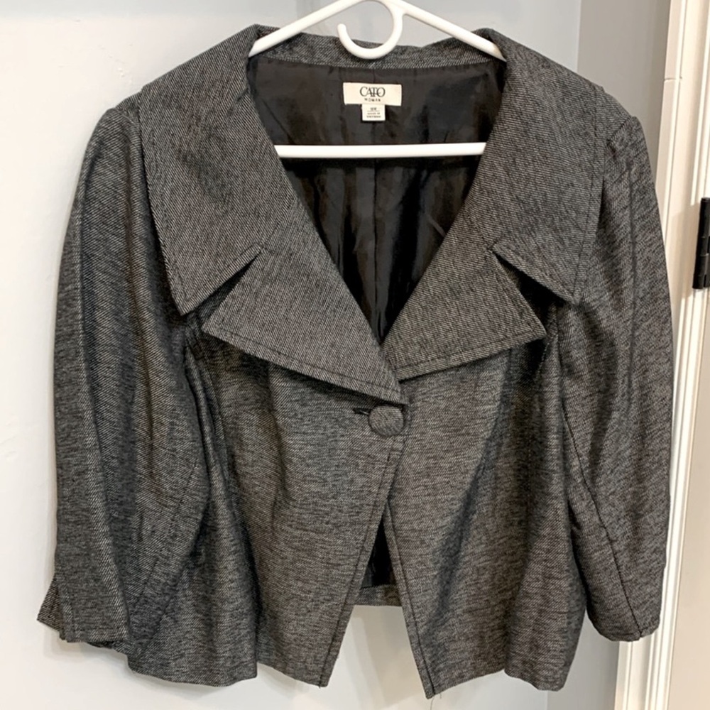 🕊️Cato Gray Cropped Peplum Blazer Jacket